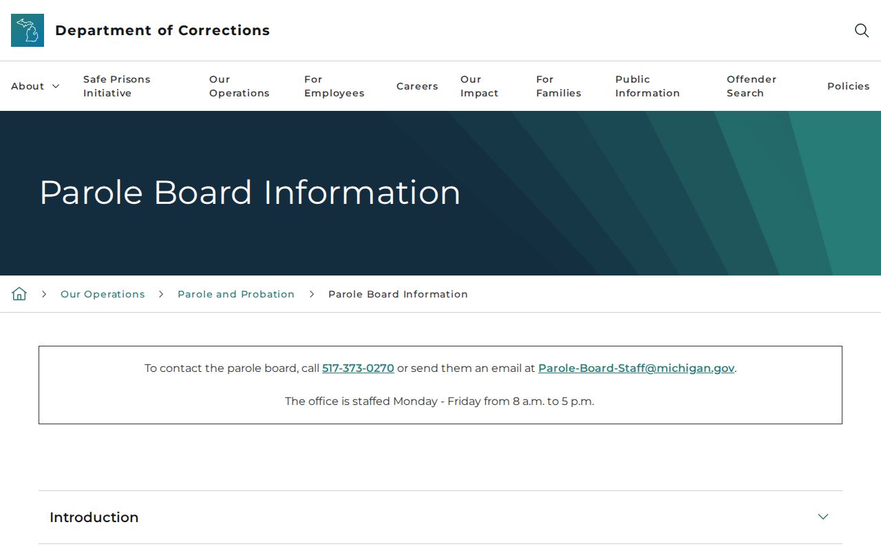 Menominee County criminal court case sentence and Michigan Parole Board information