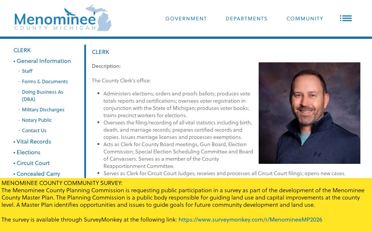 Menominee County Clerk and Circuit Court record information