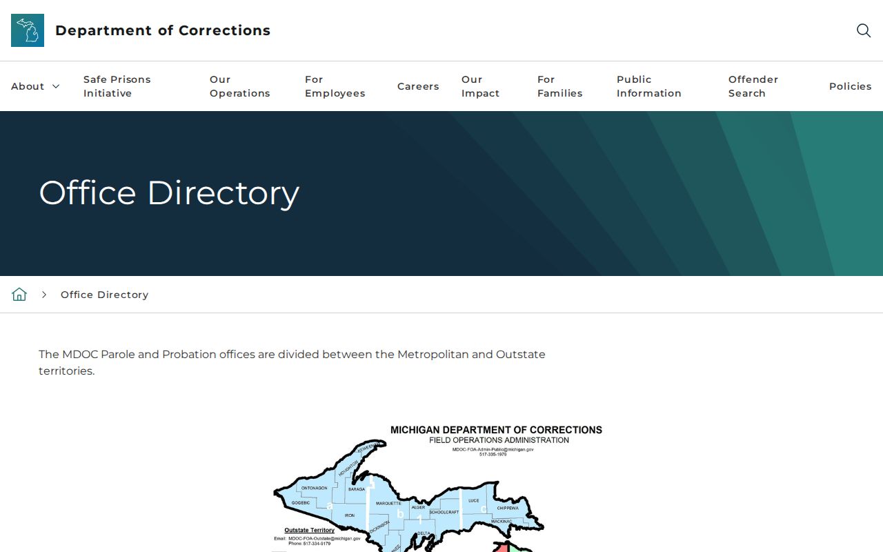 Menominee County criminal supervision record office directory