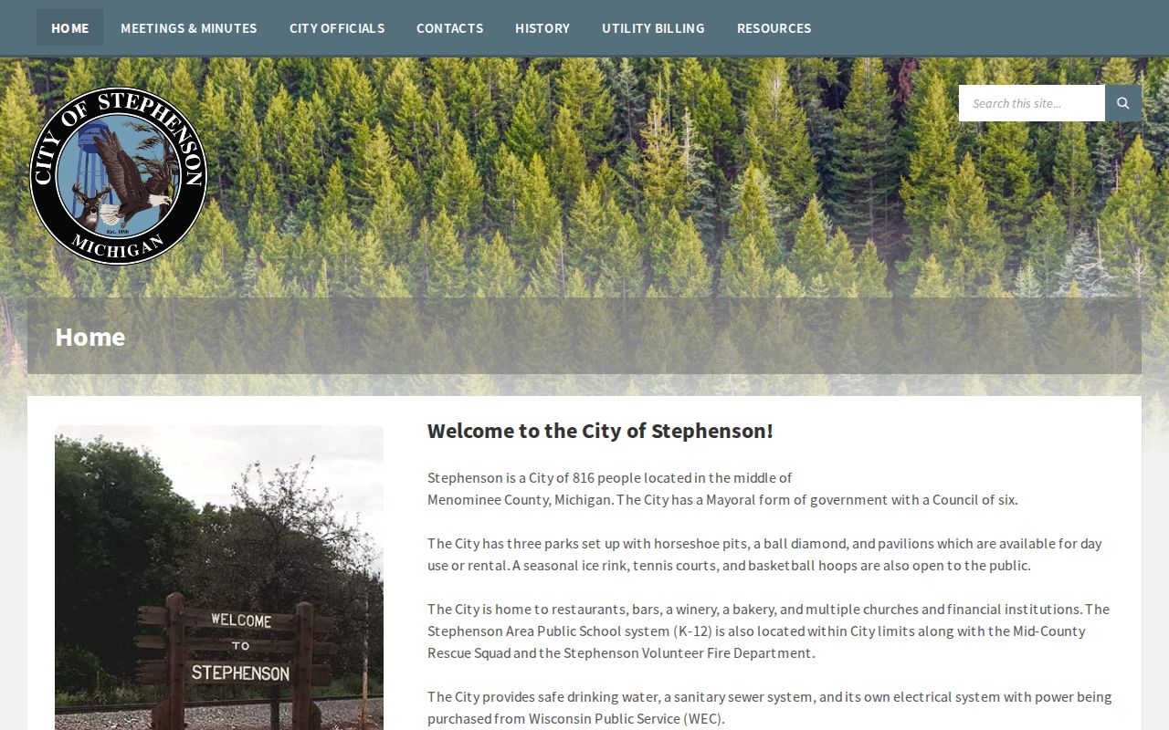 Menominee County criminal record routes through Stephenson City Hall
