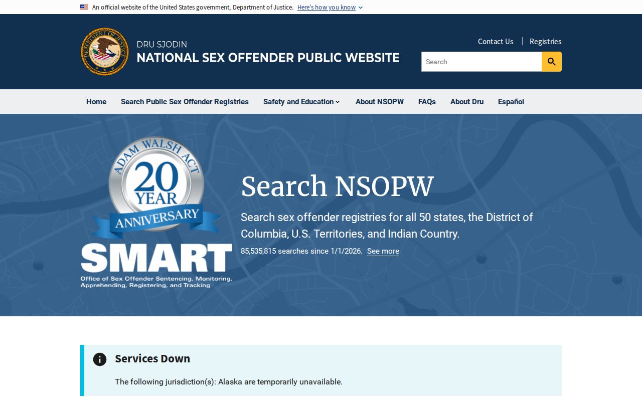 NSOPW national public sex offender registry search for Menominee County safety research