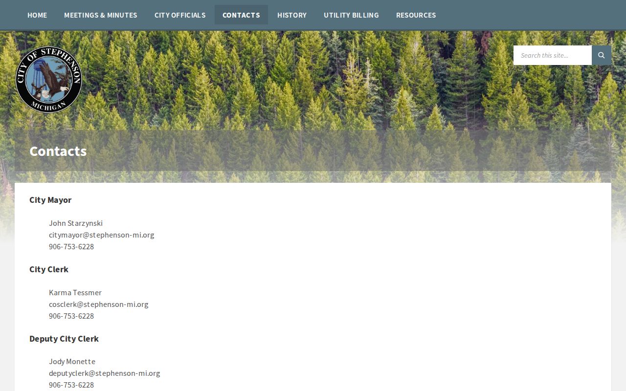 Stephenson contact page for Menominee County sex offender registry law-enforcement routing